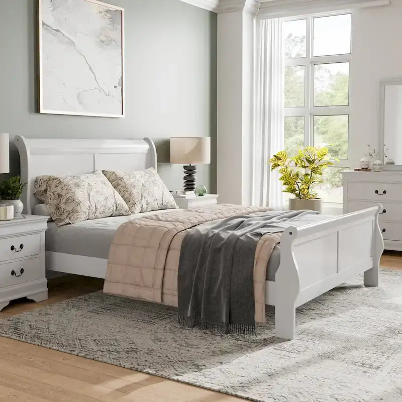 Furniture of America Devi Traditional Solid Wood Sleigh Bed