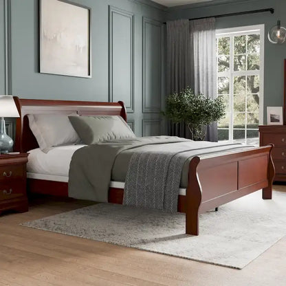 Furniture of America Devi Traditional Solid Wood Sleigh Bed