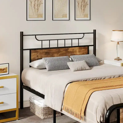 Moasis Wood and Metal Platform Bed Frame with Headboard Twin/Full/Queen Size