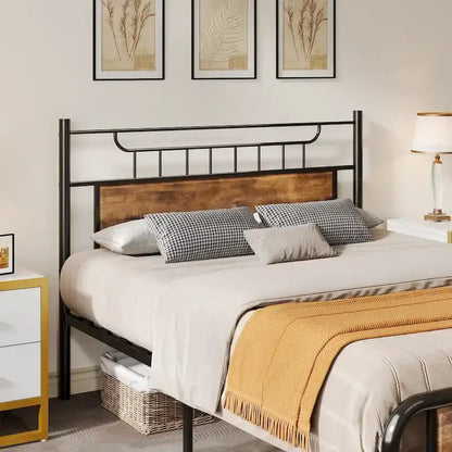 Moasis Wood and Metal Platform Bed Frame with Headboard Twin/Full/Queen Size