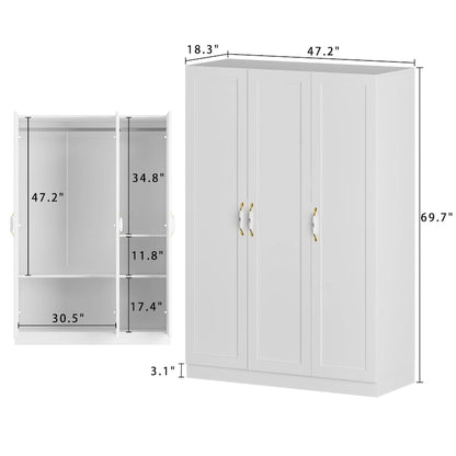 47.2W Contemporary Modern Freestanding Wardrobe Armoire Closet