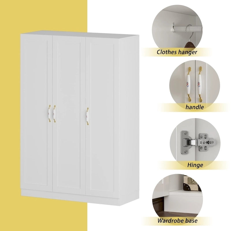 47.2W Contemporary Modern Freestanding Wardrobe Armoire Closet