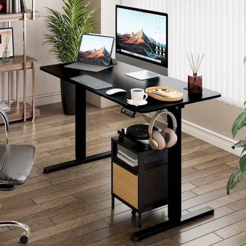 Futzca Height Adjustable Electric Standing Desk Sit Stand Computer Stand up Desk with Splice Board