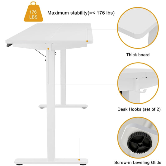 Futzca Height Adjustable Electric Standing Desk Sit Stand Computer Stand up Desk with Splice Board