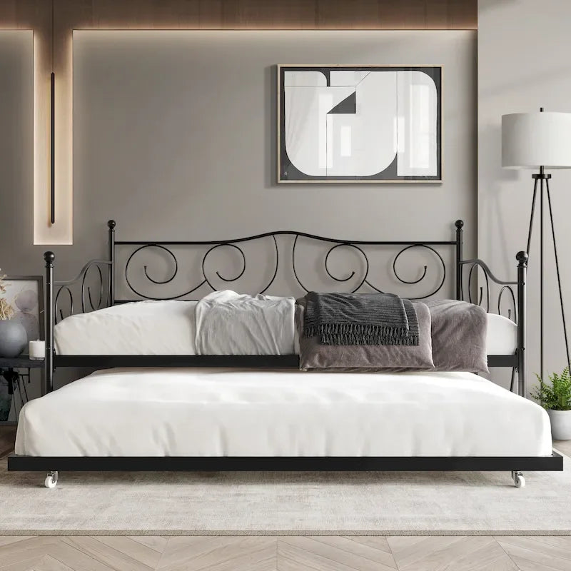 CraftPorch Contemporary Twin Size Metal Daybed with Trundle