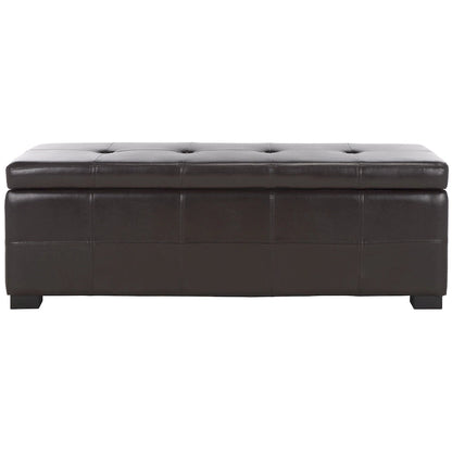 SAFAVIEH Harper Tufted Brown Bicast-Leather Large Storage Bench - 46.9 x 18.3 x 16.7 - 47Wx18Dx17H