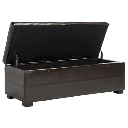 SAFAVIEH Harper Tufted Brown Bicast-Leather Large Storage Bench - 46.9 x 18.3 x 16.7 - 47Wx18Dx17H