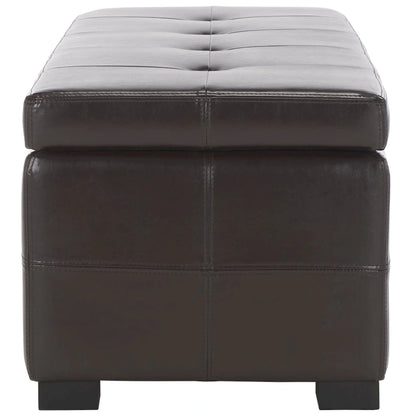 SAFAVIEH Harper Tufted Brown Bicast-Leather Large Storage Bench - 46.9 x 18.3 x 16.7 - 47Wx18Dx17H