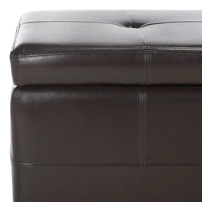 SAFAVIEH Harper Tufted Brown Bicast-Leather Large Storage Bench - 46.9 x 18.3 x 16.7 - 47Wx18Dx17H