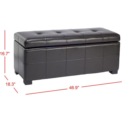 SAFAVIEH Harper Tufted Brown Bicast-Leather Large Storage Bench - 46.9 x 18.3 x 16.7 - 47Wx18Dx17H