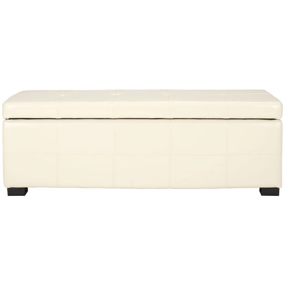 SAFAVIEH Harper Tufted Brown Bicast-Leather Large Storage Bench - 46.9 x 18.3 x 16.7 - 47Wx18Dx17H