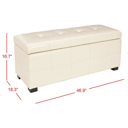 SAFAVIEH Harper Tufted Brown Bicast-Leather Large Storage Bench - 46.9 x 18.3 x 16.7 - 47Wx18Dx17H