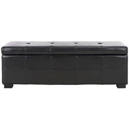 SAFAVIEH Harper Tufted Brown Bicast-Leather Large Storage Bench - 46.9 x 18.3 x 16.7 - 47Wx18Dx17H