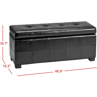 SAFAVIEH Harper Tufted Brown Bicast-Leather Large Storage Bench - 46.9 x 18.3 x 16.7 - 47Wx18Dx17H