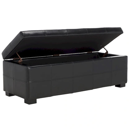 SAFAVIEH Harper Tufted Brown Bicast-Leather Large Storage Bench - 46.9 x 18.3 x 16.7 - 47Wx18Dx17H