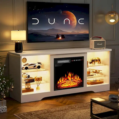 Bossin 58 Fireplace TV Stand with 18 Electric Fireplace,Modern Entertainment Center for 65 TVs,TV Console
