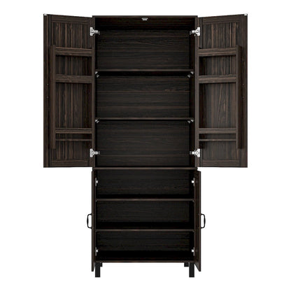 Space-Saving Storage Solution Pantry Cabinet w/Dark Wood Grain Kitchen - 31.5Wx23.6Dx78.7H