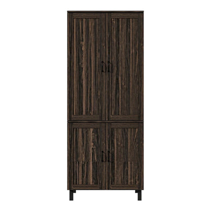 Space-Saving Storage Solution Pantry Cabinet w/Dark Wood Grain Kitchen - 31.5Wx23.6Dx78.7H