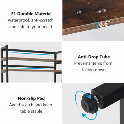 Brown/ Black Kitchen Bakers Rack Industrial Microwave Oven Stand,White 5-Tier Utility Storage Shelf,Kitchen Stand with Hutch