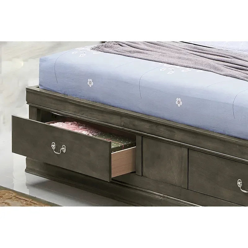 Louis Philippe King Storage Platform Bed