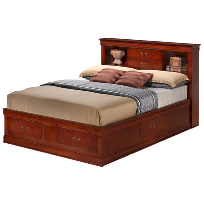 Louis Philippe King Storage Platform Bed