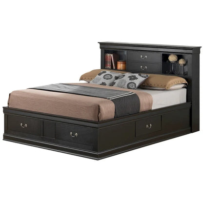 Louis Philippe King Storage Platform Bed