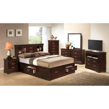 Louis Philippe King Storage Platform Bed