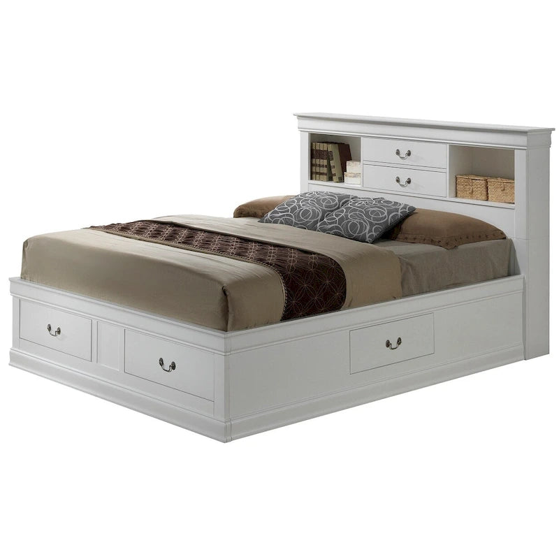 Louis Philippe King Storage Platform Bed