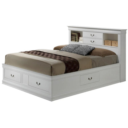Louis Philippe King Storage Platform Bed