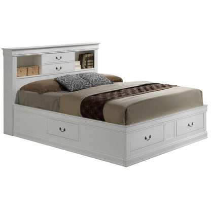 Louis Philippe King Storage Platform Bed