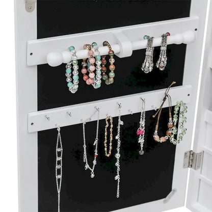 6-Drawers Wooden Wall Hanging White Jewelry Armoire Cabinet - N/A