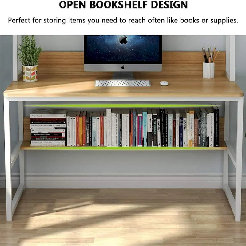47 InchesComputer Desk with Hutch and Bookshelf, Home Office Desk