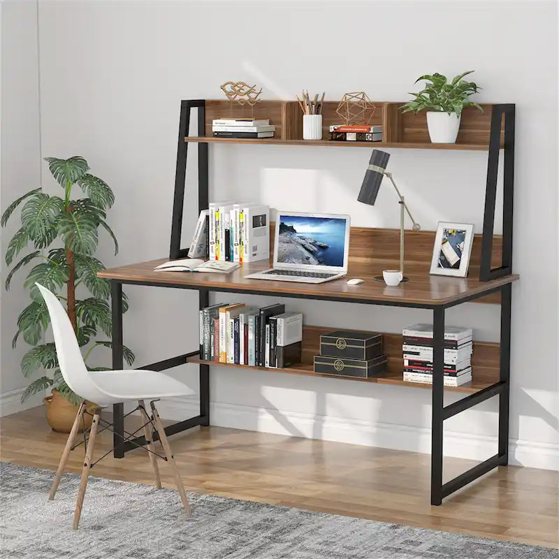 47 InchesComputer Desk with Hutch and Bookshelf, Home Office Desk