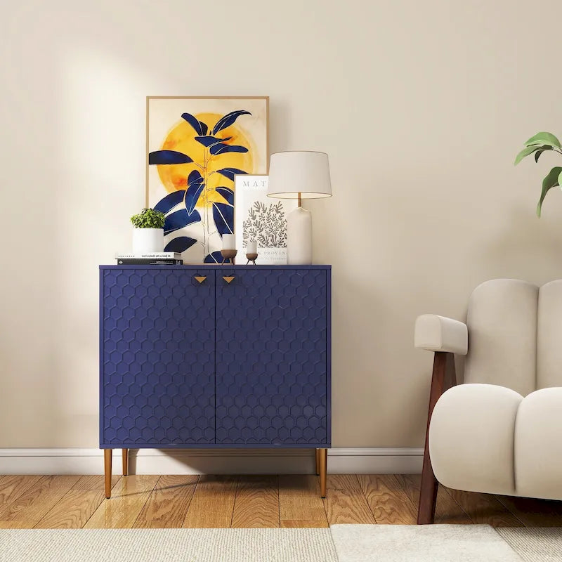 Hexagonal Pattern 2-door Storage Cabinet Buffet Cabinet Sideboard