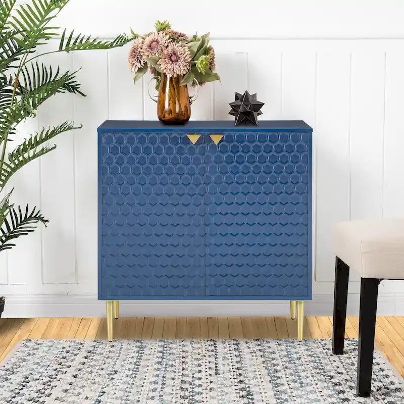 Hexagonal Pattern 2-door Storage Cabinet Buffet Cabinet Sideboard
