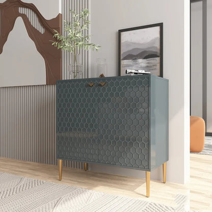 Hexagonal Pattern 2-door Storage Cabinet Buffet Cabinet Sideboard