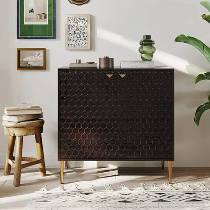 Hexagonal Pattern 2-door Storage Cabinet Buffet Cabinet Sideboard