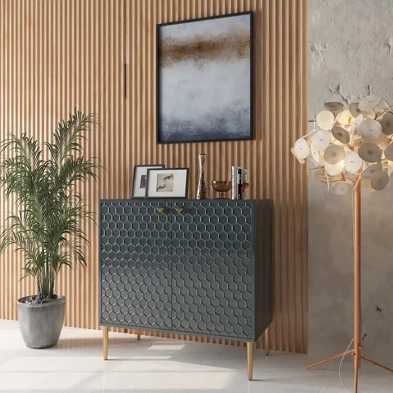 Hexagonal Pattern 2-door Storage Cabinet Buffet Cabinet Sideboard