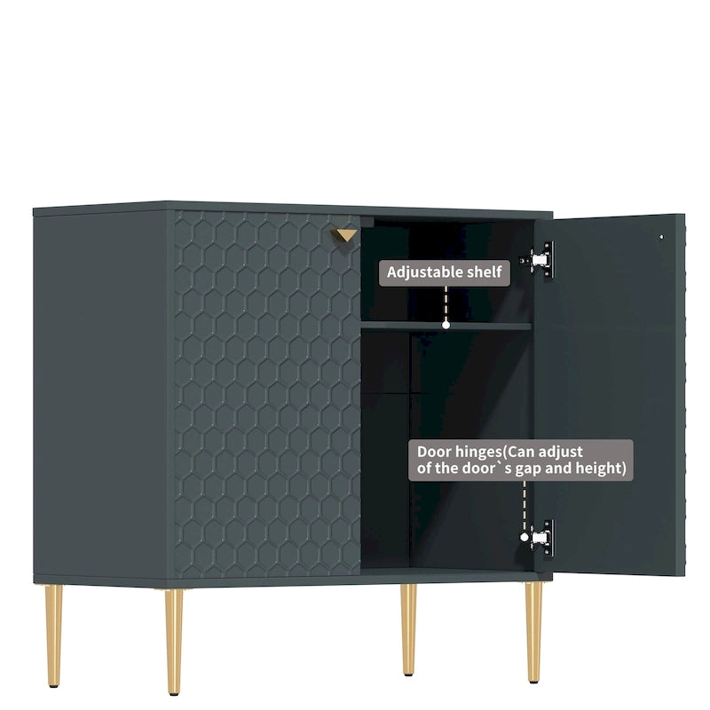 Hexagonal Pattern 2-door Storage Cabinet Buffet Cabinet Sideboard