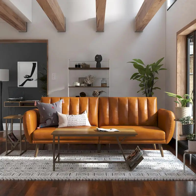 The Novogratz Brittany Faux Leather Futon Sofa Bed