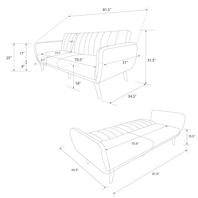 The Novogratz Brittany Faux Leather Futon Sofa Bed
