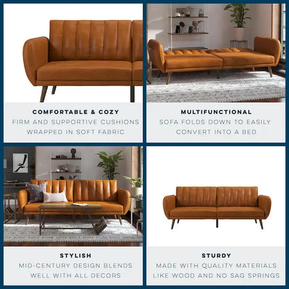 The Novogratz Brittany Faux Leather Futon Sofa Bed