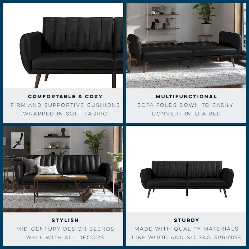 The Novogratz Brittany Faux Leather Futon Sofa Bed