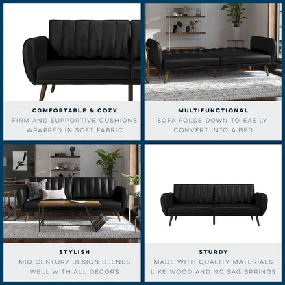 The Novogratz Brittany Faux Leather Futon Sofa Bed