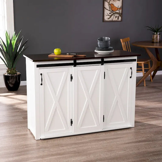 SEI Furniture Livendale White Kitchen Island w/ Storage