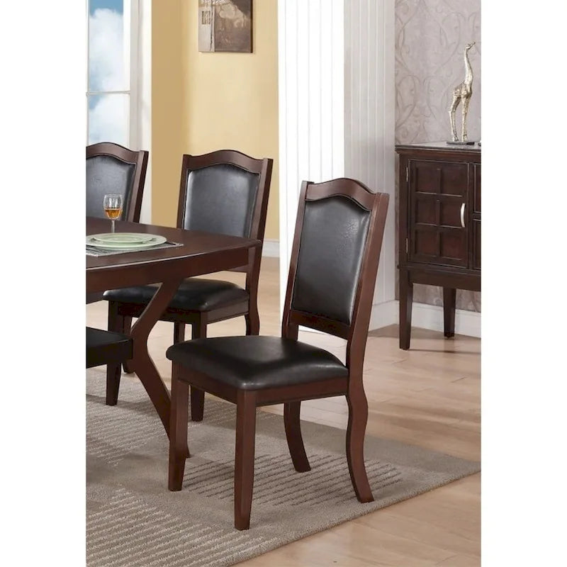 Contemporary Rubber Wood Dining Chair, Set Of 2, Brown And Black