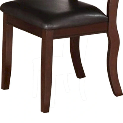 Contemporary Rubber Wood Dining Chair, Set Of 2, Brown And Black