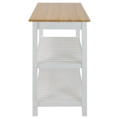 2-shelf Natural Solid Wood Top Kitchen Island - N/A