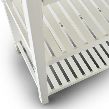 2-shelf Natural Solid Wood Top Kitchen Island - N/A