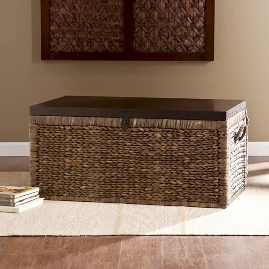 SEI Furniture Keene Espresso Woven Hyacinth Trunk Coffee Table